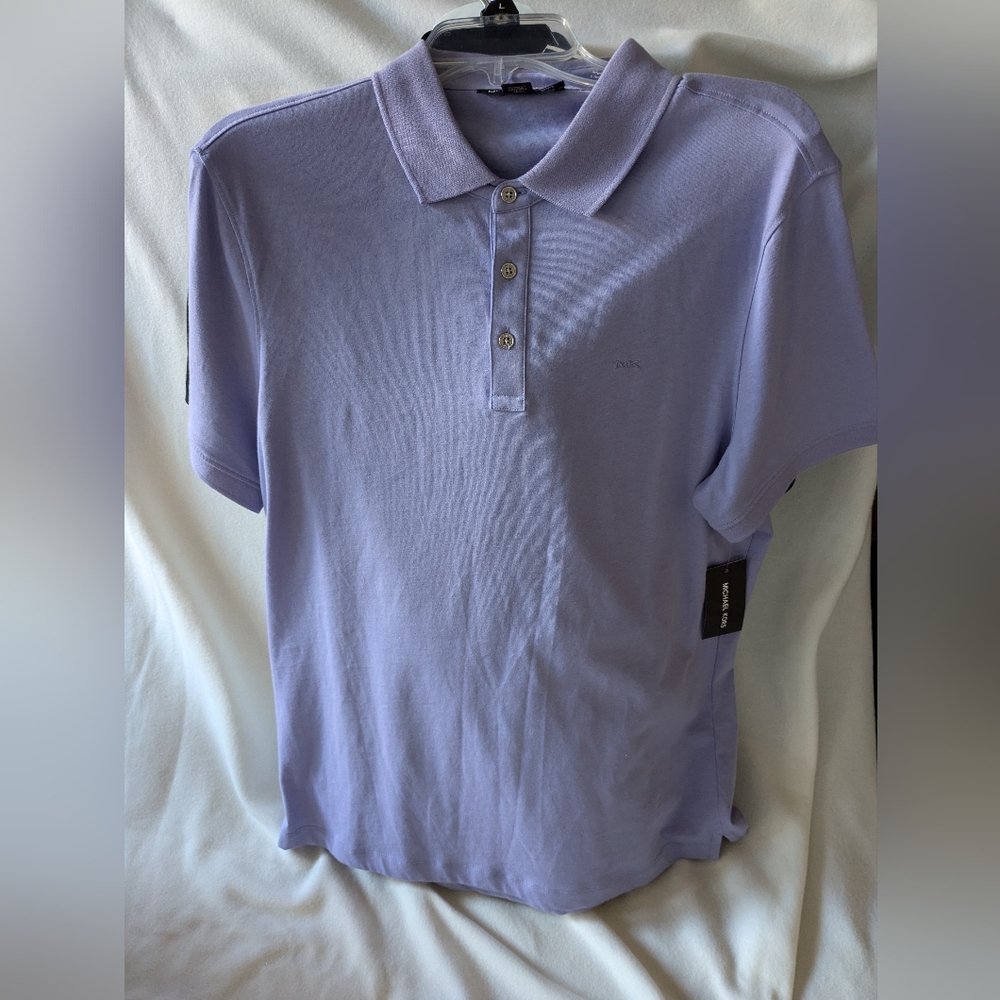 New Michael Kors Light Blue Polo 3 Buttons Shirt  Size M